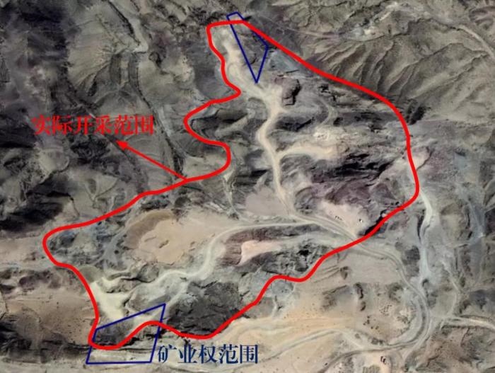 2021年5月的衛(wèi)星遙感影像顯示，白土崗子石料廠礦業(yè)權(quán)面積僅16.65畝，越界開(kāi)采達(dá)207畝，超出12.4倍