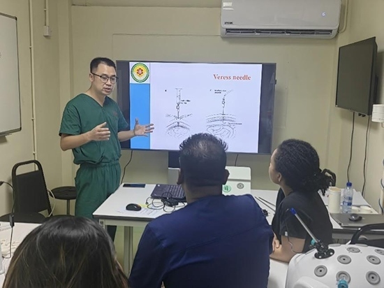 培訓(xùn)現(xiàn)場。第18期援圭亞那醫(yī)療隊供圖