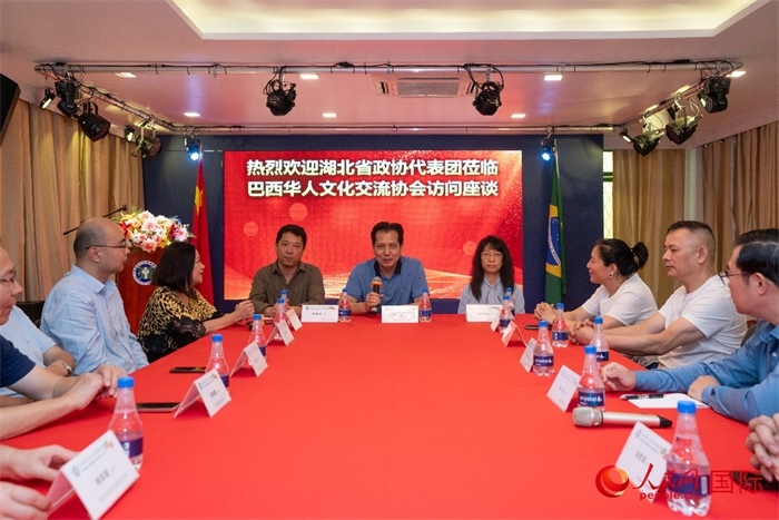 湖北省政協(xié)經(jīng)濟委員會主任王兆民（中）在座談會上致辭。 人民網(wǎng)記者 陳海琪攝