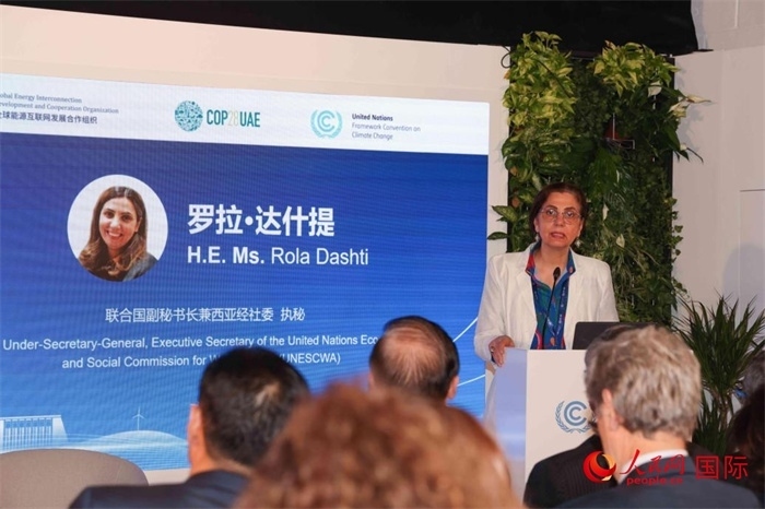聯(lián)合國副秘書長(zhǎng)兼西亞經(jīng)濟(jì)社會(huì)委員會(huì)執(zhí)行秘書羅拉·達(dá)什提致辭。人民網(wǎng)記者 任皓宇攝