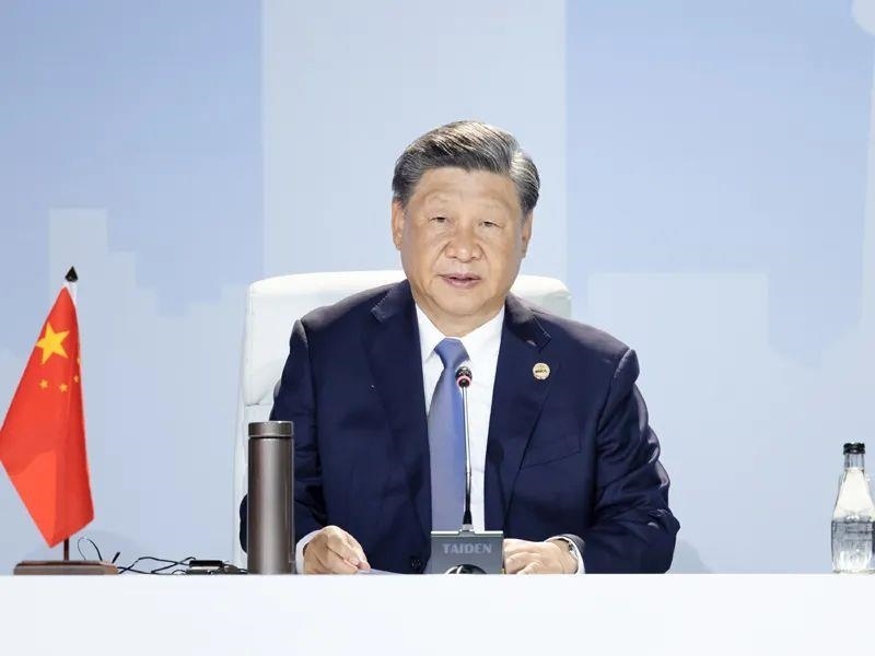 當地時間8月24日，習近平主席在南非約翰內斯堡出席金磚國家領導人第十五次會晤特別記者會。
