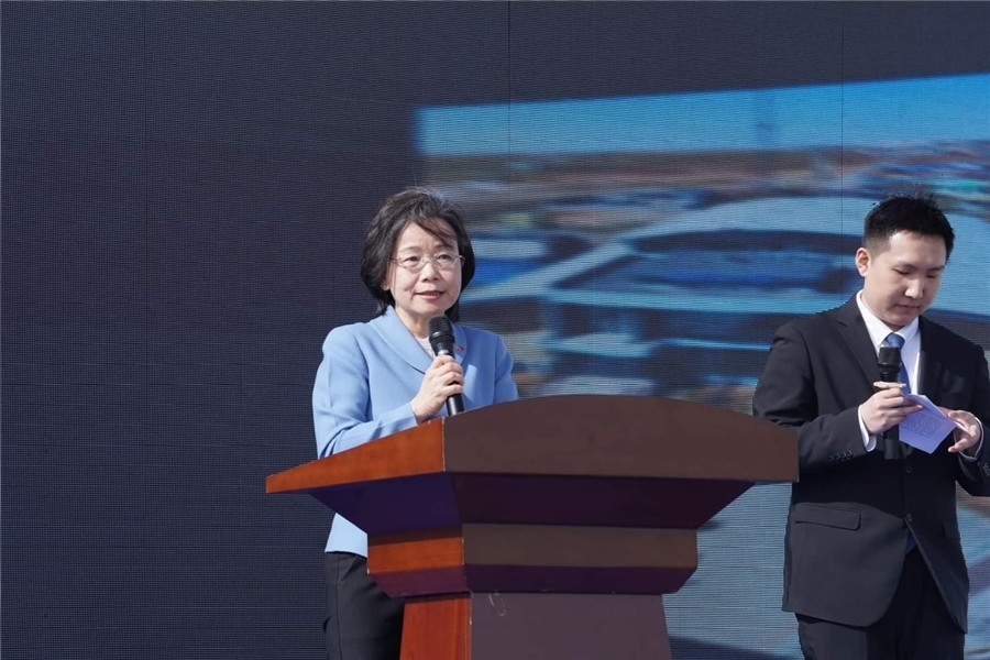 3月24日，沈敏娟大使致辭。駐蒙古使館供圖