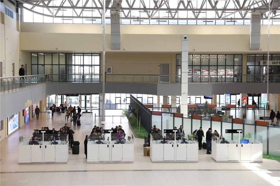 3月24日，扎門烏德口岸通關(guān)現(xiàn)場。駐蒙古使館供圖