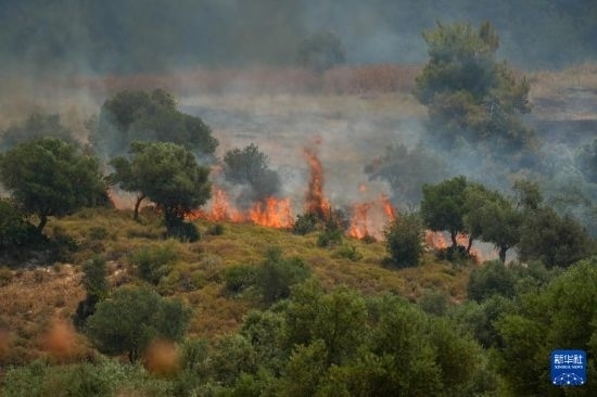 6月12日，以色列北部加利利地區(qū)遭受火箭彈襲擊后冒出滾滾濃煙。新華社發(fā)（阿亞爾·馬戈林?jǐn)z/基尼圖片社）