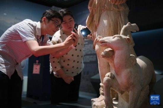 7月2日，安徽博物院工作人員在拍攝開箱后的古希臘文物。新華社記者 張端 攝