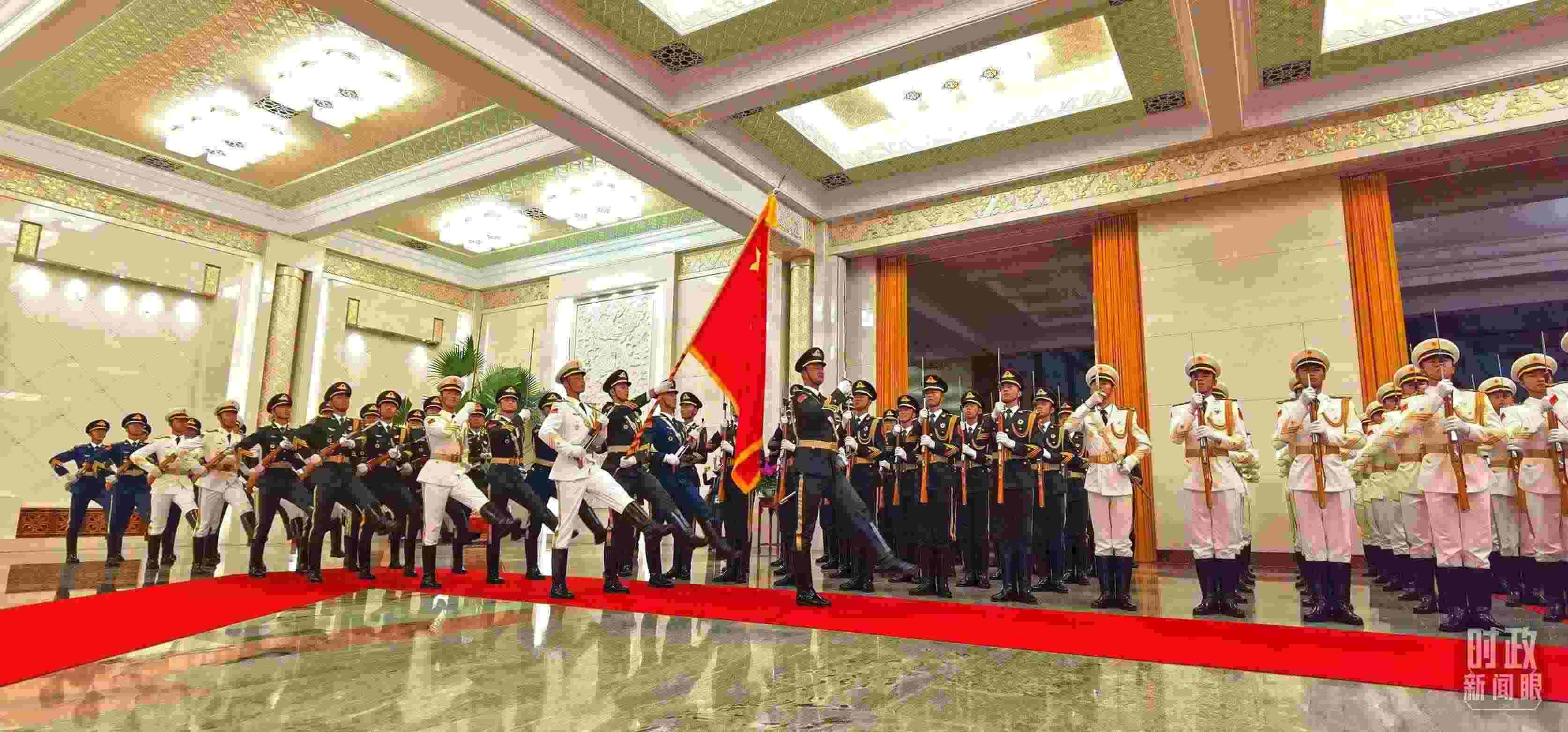 歡迎儀式上的儀仗隊。（總臺央視記者郭鴻拍攝）