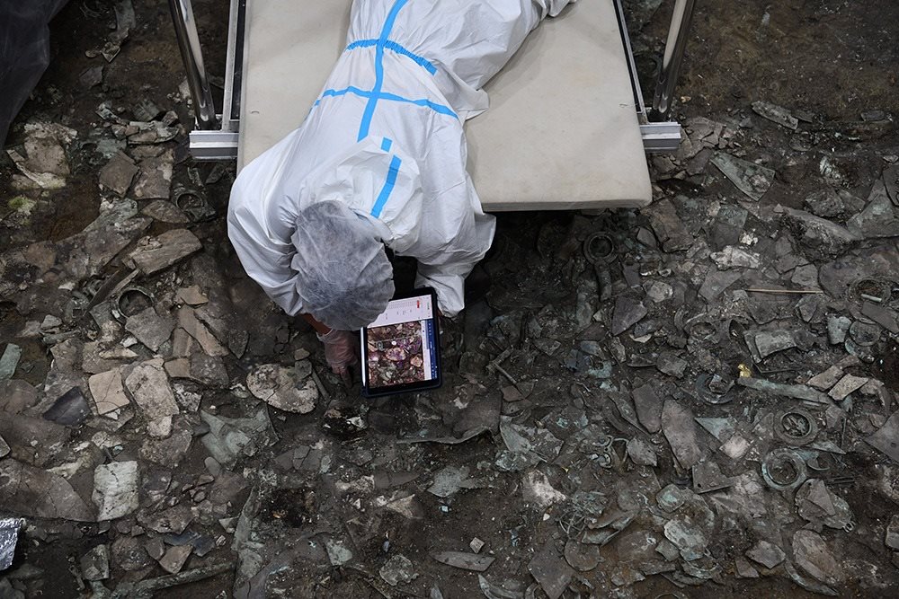 2022年6月28日，四川德陽(yáng)，三星堆7號(hào)祭祀坑發(fā)掘現(xiàn)場(chǎng)。