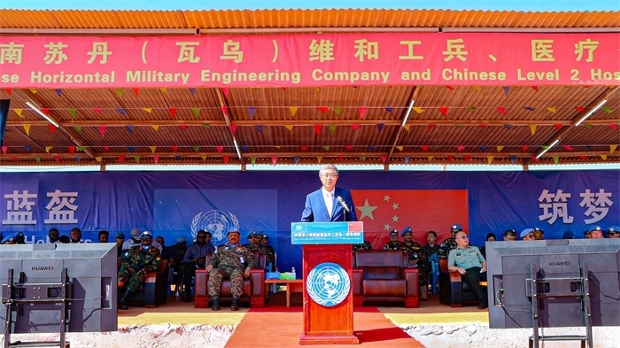 中國(guó)駐南蘇丹大使馬強(qiáng)發(fā)言。孫千攝