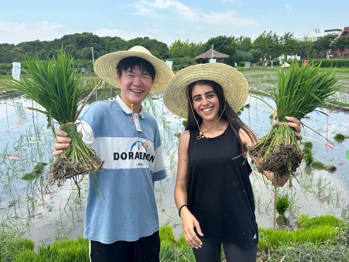 卡友琪在插秧。受訪者供圖